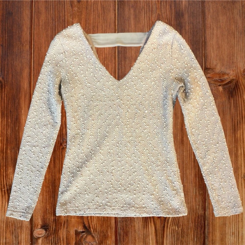 Jennifer Lopez Textured Beige Top